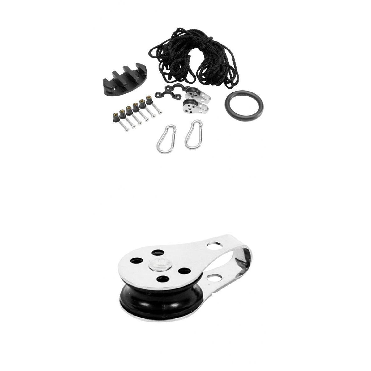 16 Pieces/ Set Kayak Canoe Boat Anchor Trolley Kit Pulley Cleat Pad Eye Rope