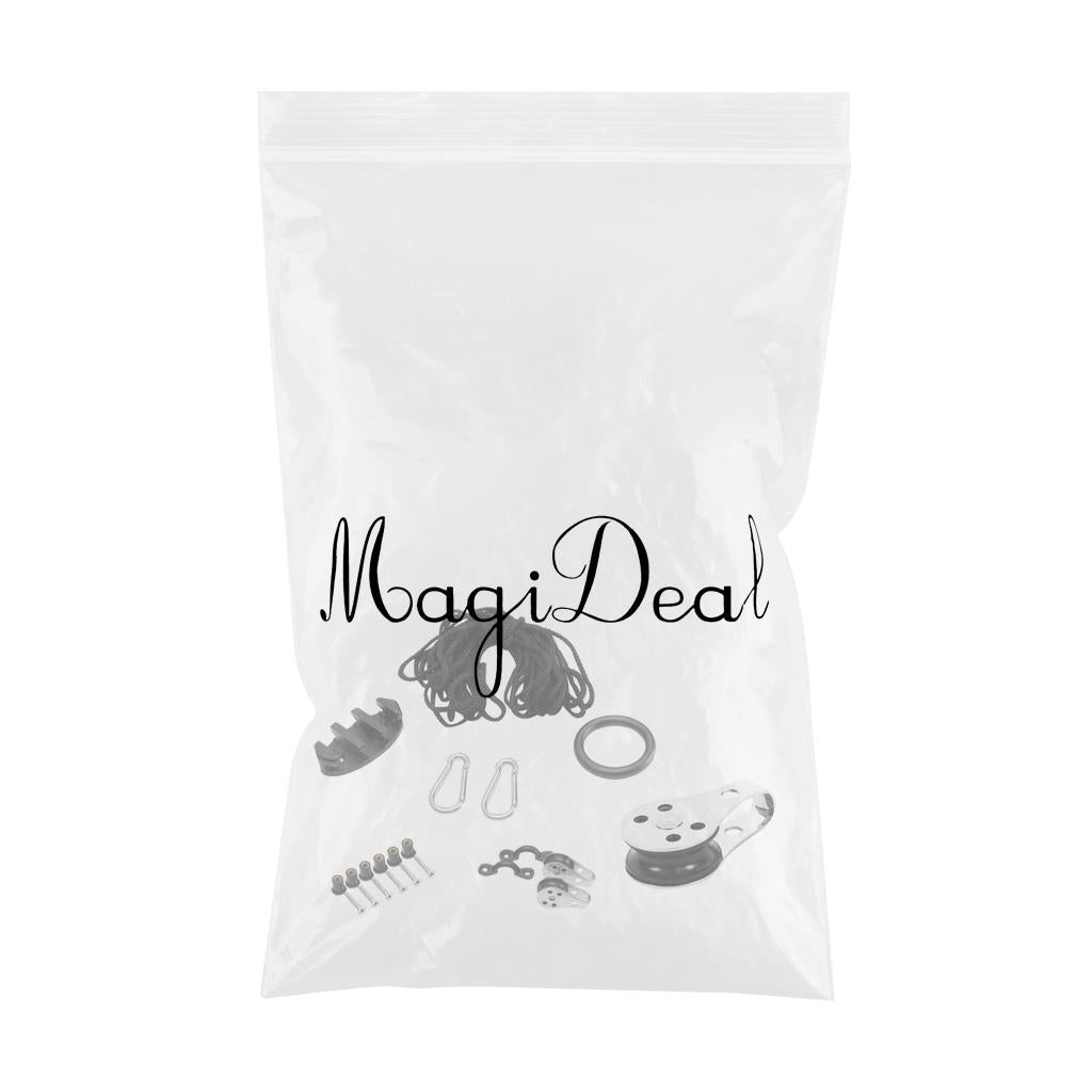 16 Pieces/ Set Kayak Canoe Boat Anchor Trolley Kit Pulley Cleat Pad Eye Rope