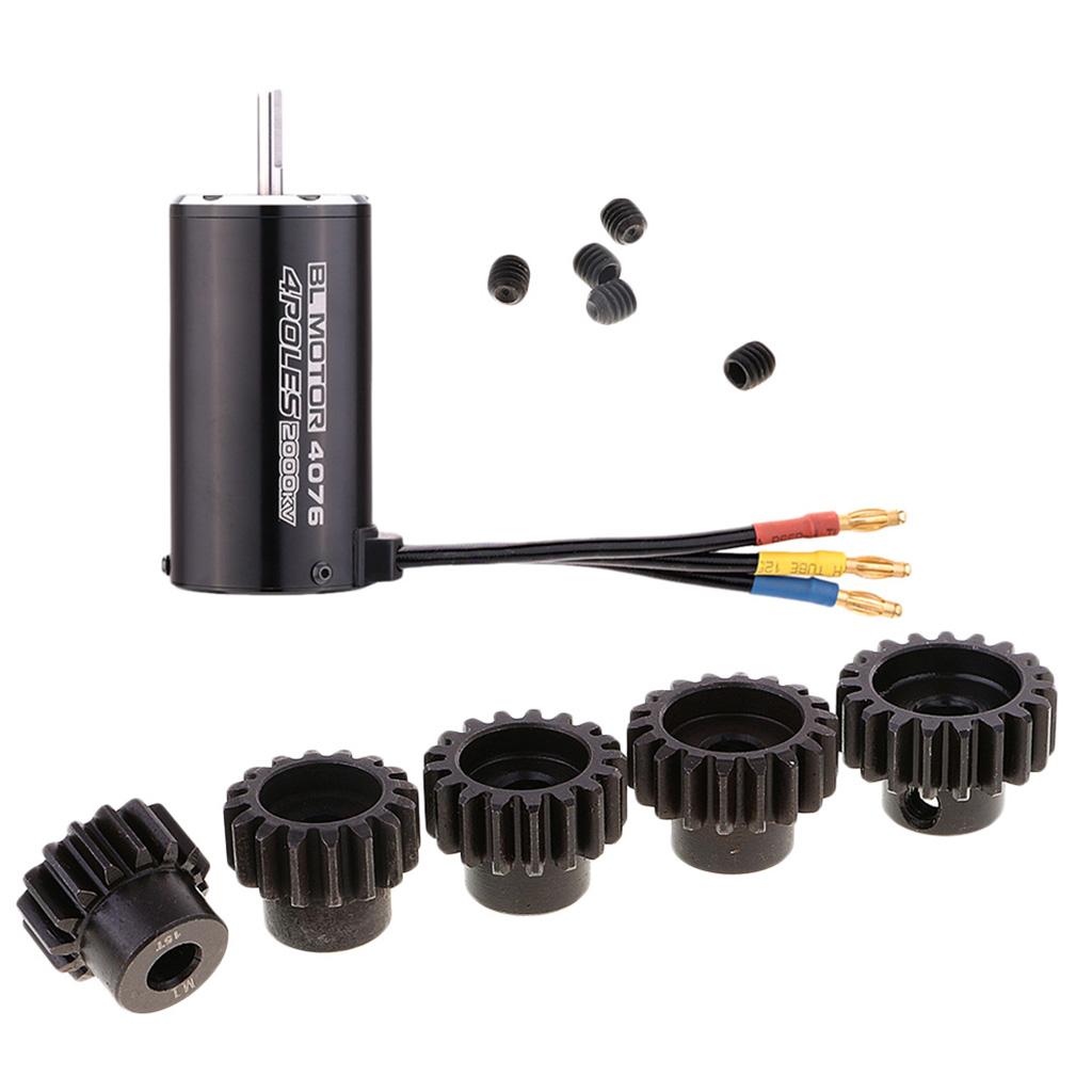2000KV Sensorless Brushless Motor+M1 5mm 15T-19T Pinion Gear for 1/8 RC Car