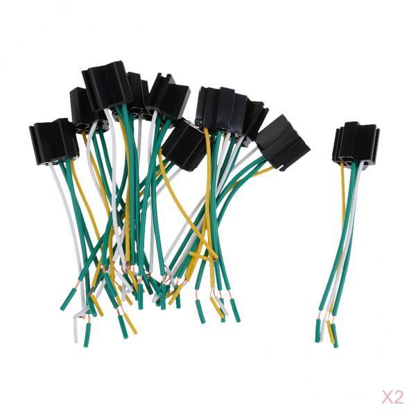 20 Pieces Car Relay DC 12V/24V 40A-80A 4-Pin 4-Wire Harness Socket Holder
