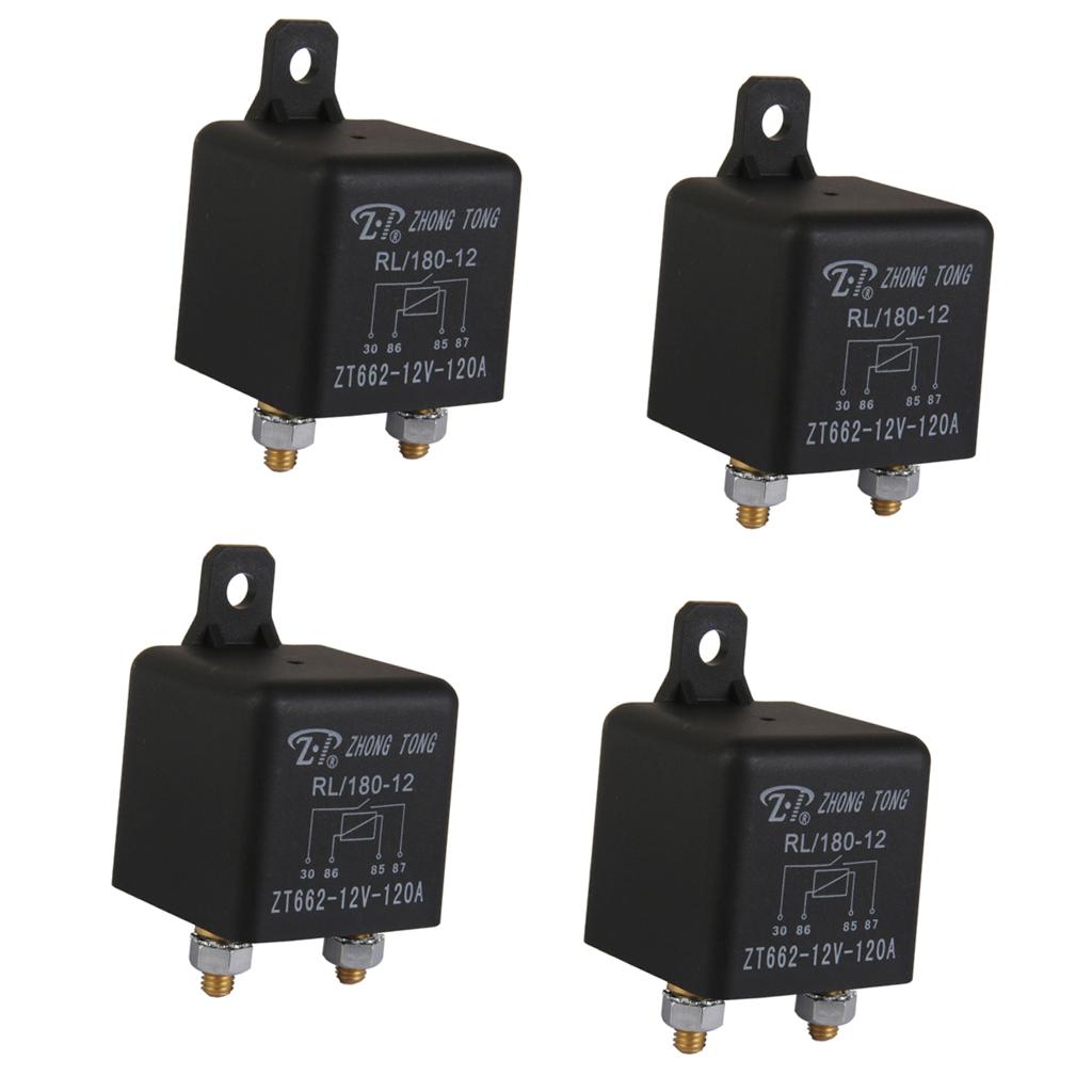 4 Pieces Car Automotive 12V 120 AMP 4 Pin SPST Relay for Alarm Horn Light