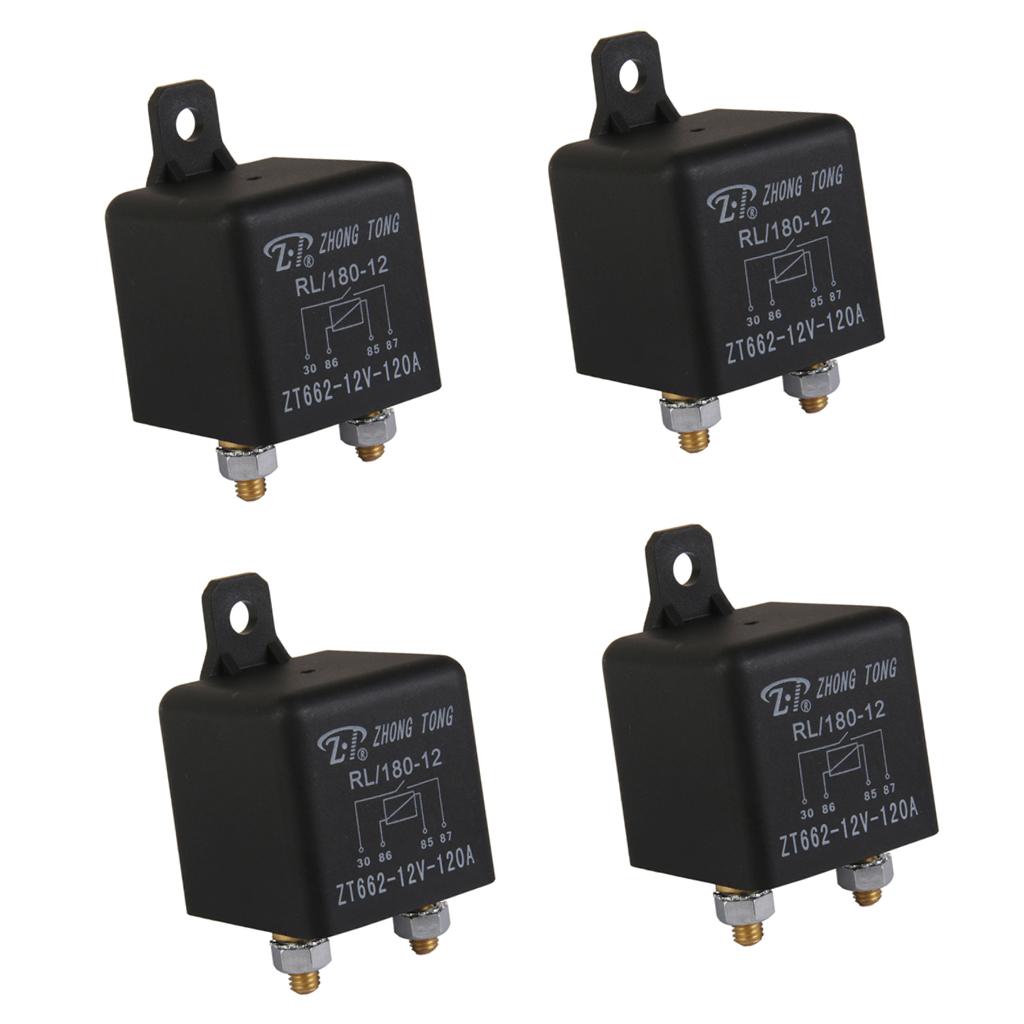 4 Pieces Car Automotive 12V 120 AMP 4 Pin SPST Relay for Alarm Horn Light