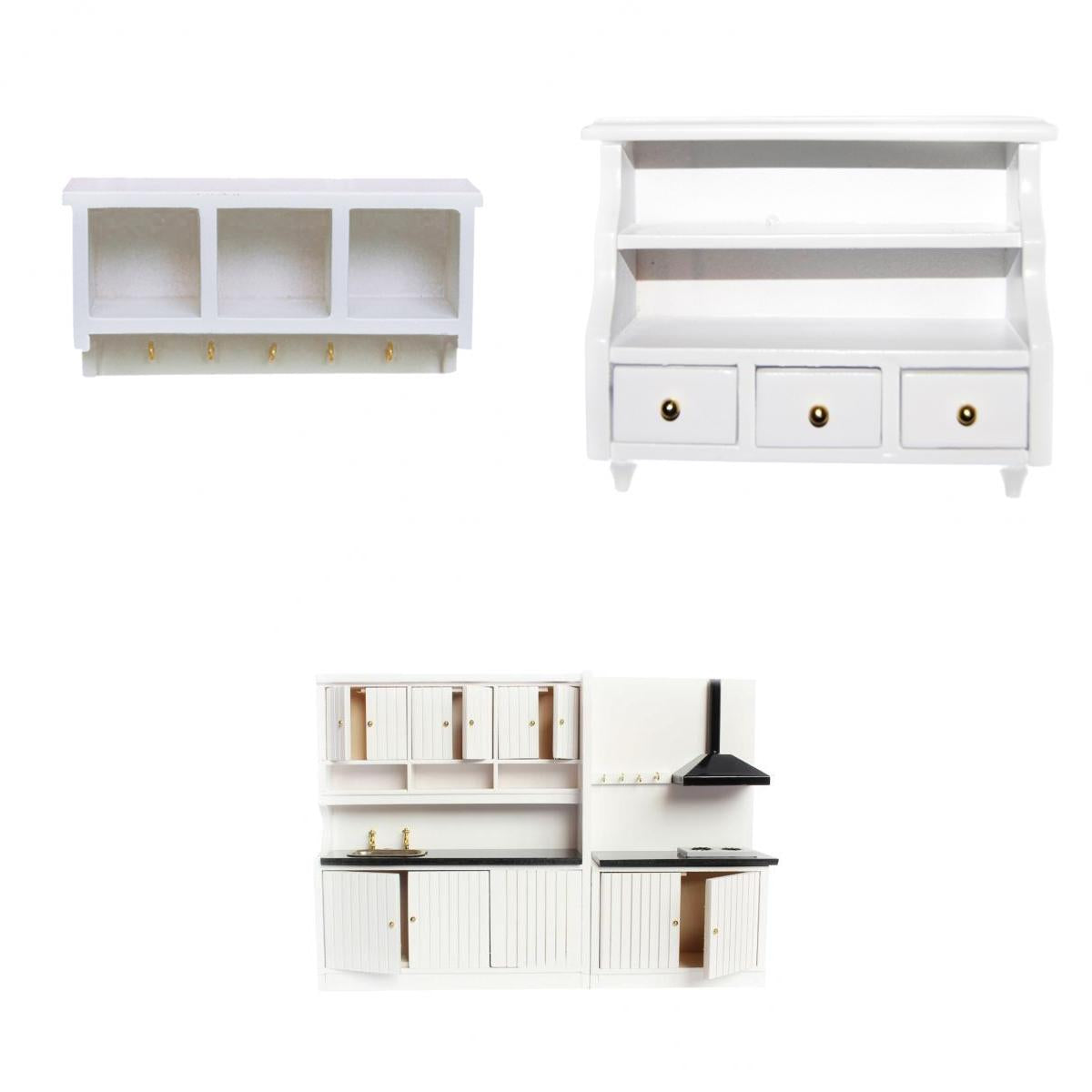 1/12 Dollhouse Miniature Wooden Kitchen Furniture Toilet Cabinet Wall Rack