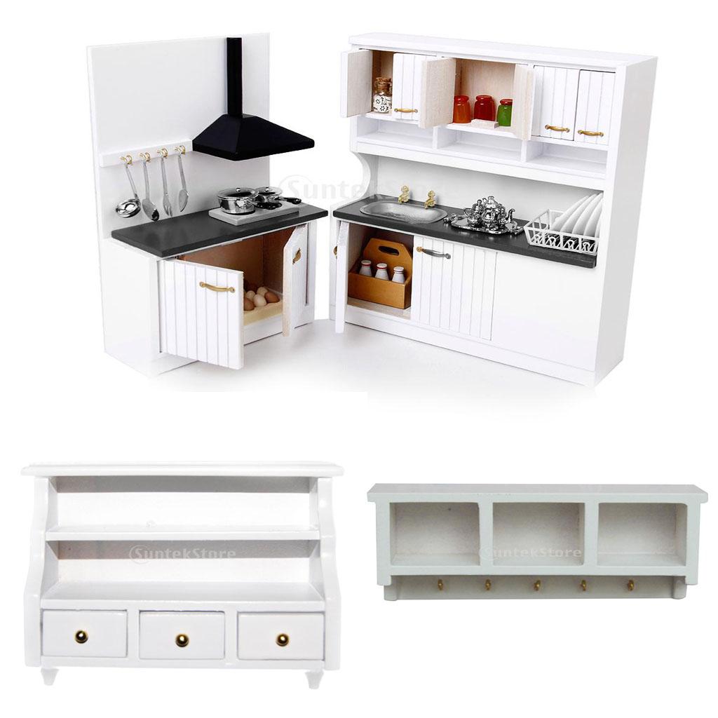 1/12 Dollhouse Miniature Wooden Kitchen Furniture Toilet Cabinet Wall Rack