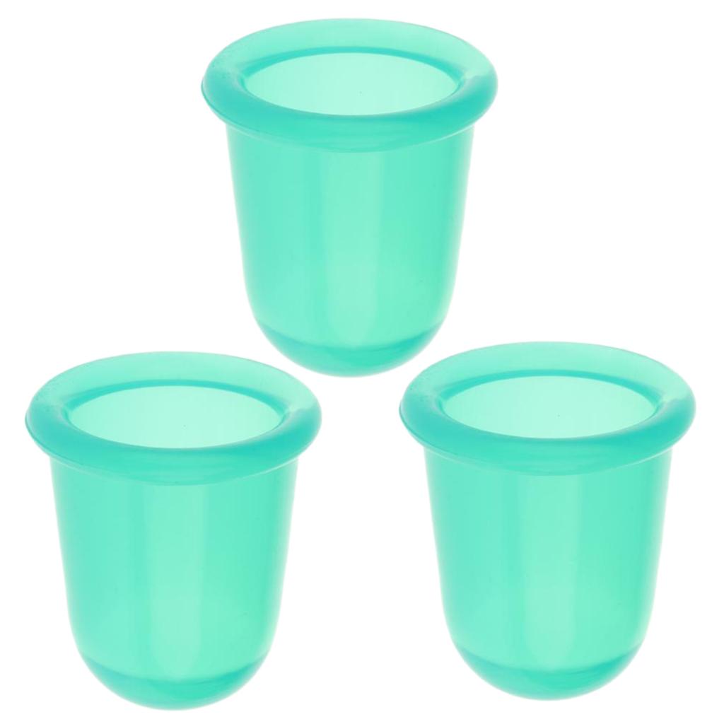 3 Pieces Vacuum Therapy Silicone Cupping Anti-cellulite Massage Cups Green
