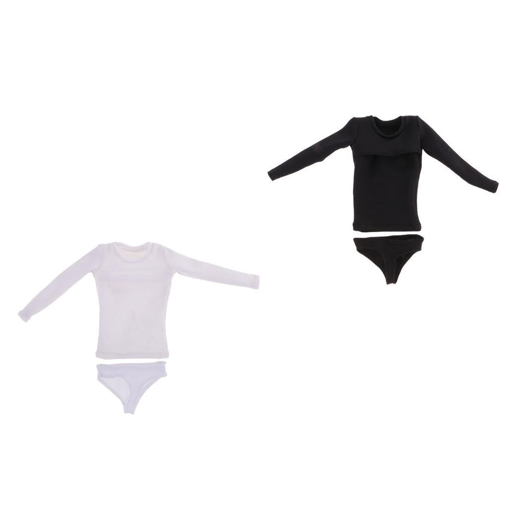 2 Sets 1/6 Long Sleeve T-shirt Top with Briefs Sets for 12'' Action Figure