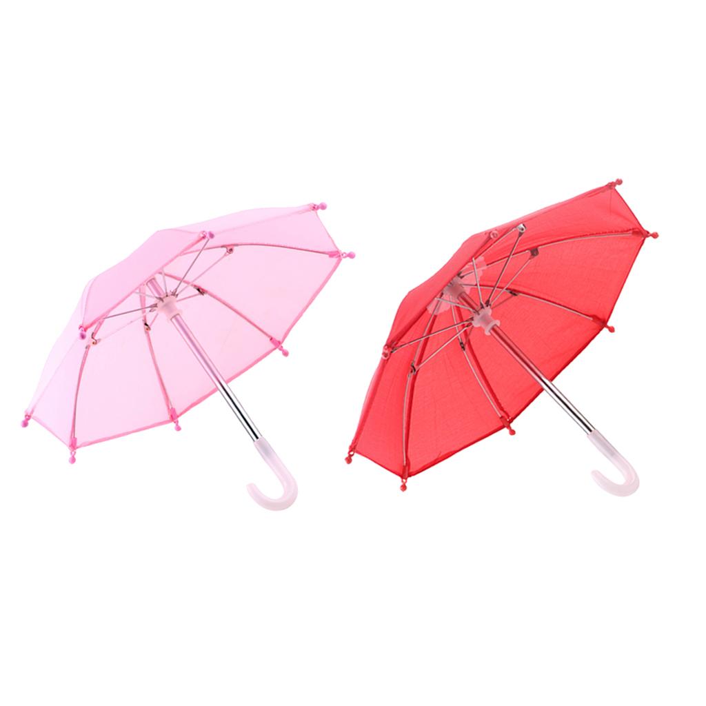 2 Pieces Lovely Umbrella for 18'' American Doll Accessories Red + Pink