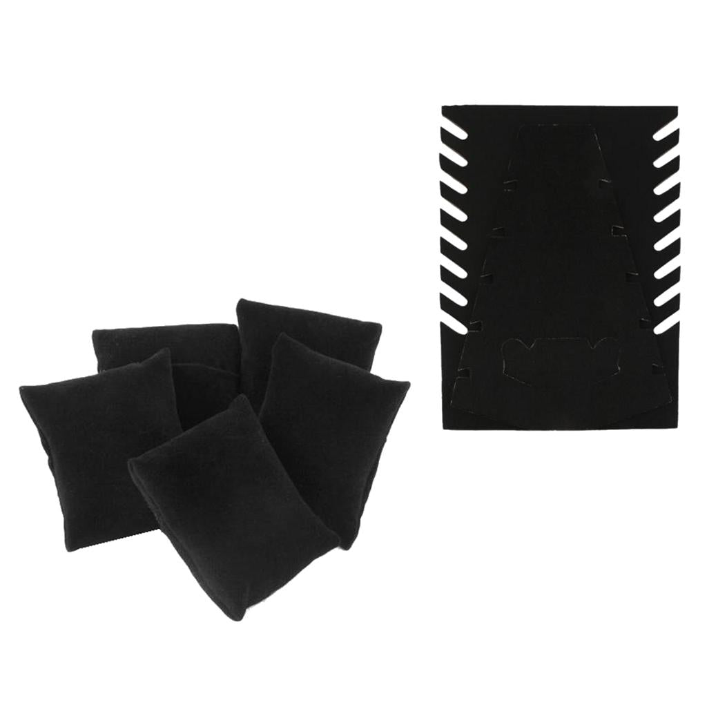 6 Pieces Black Velvet Cardboard Bracelet Watch Necklace Jewelry Display