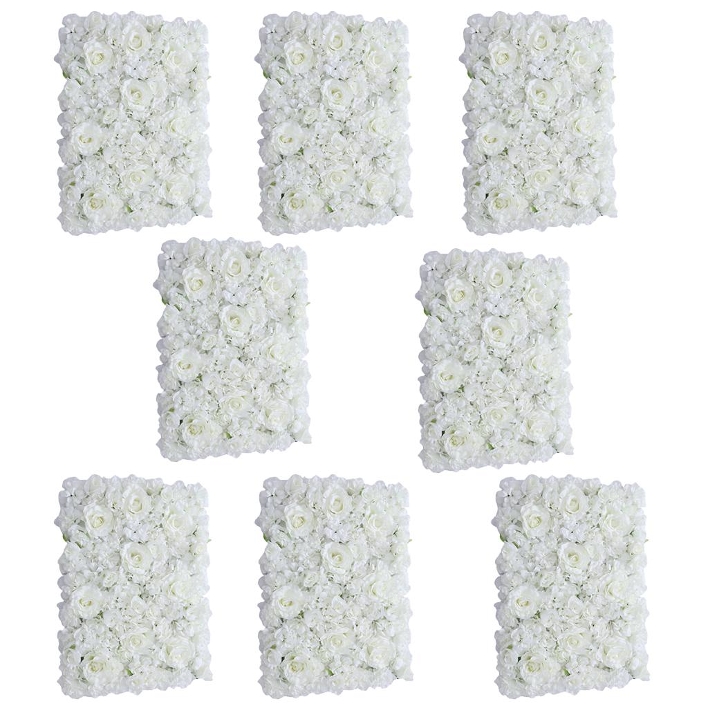 8 Pieces Artificial Flower Wall Panel Wedding Venue Flower Decor White