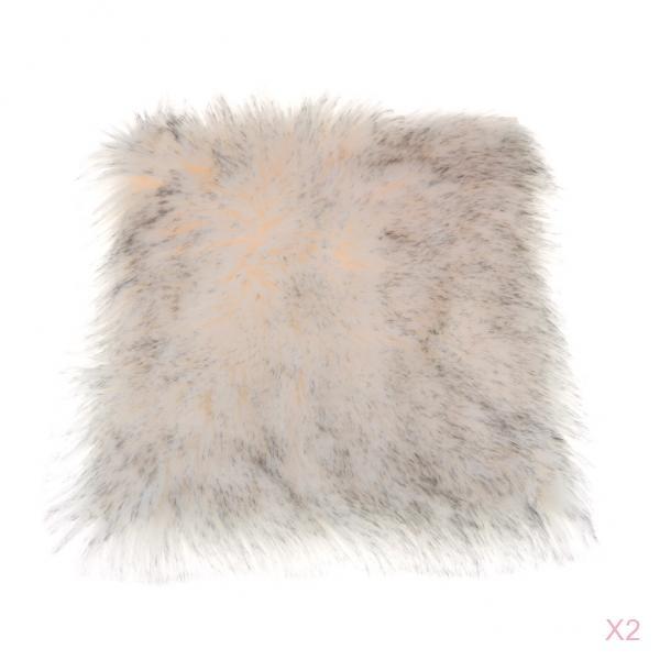 2-Piece Artificial Area Rugs Floor Carpet Cushion Home Gray+White