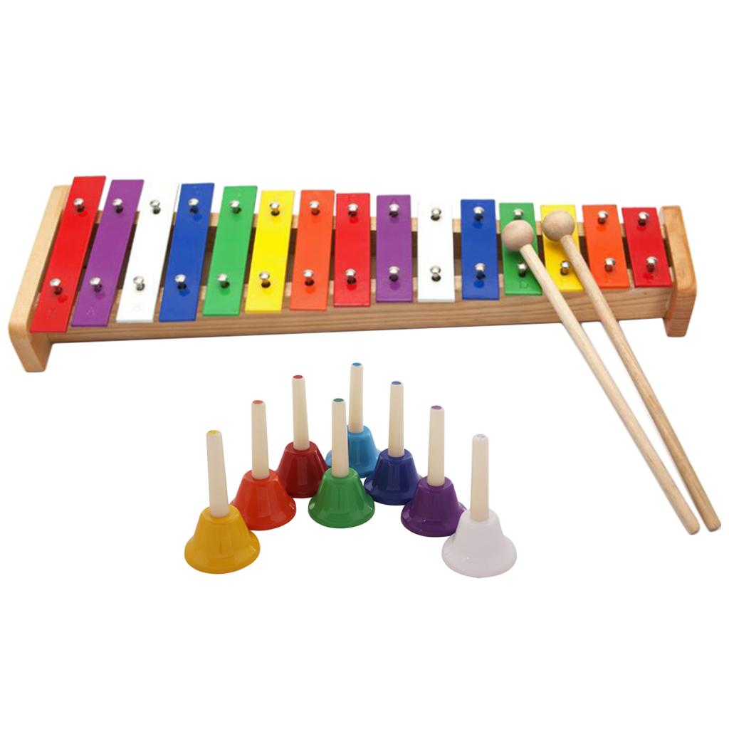 8-notes Chromatic Diatonic Handbells Set with 15-notes Xylophone Kids Gift