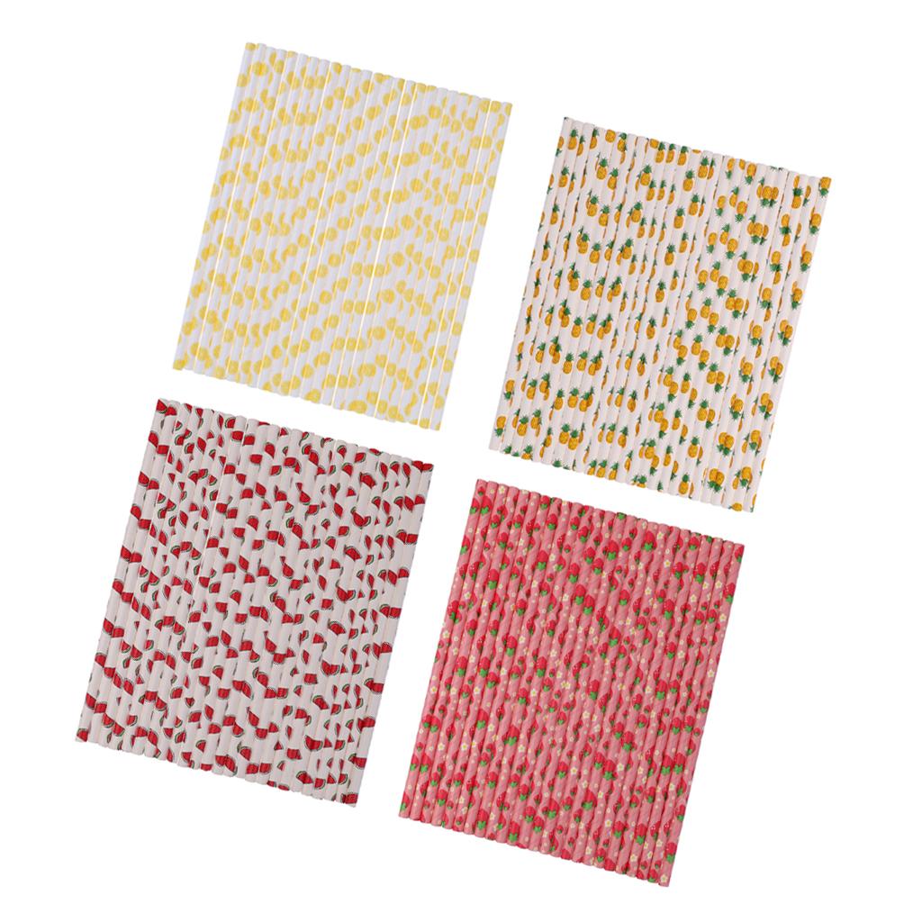 100 Pieces Fruit Biodegradable Paper Sipping Drinking Straws Wedding Favors