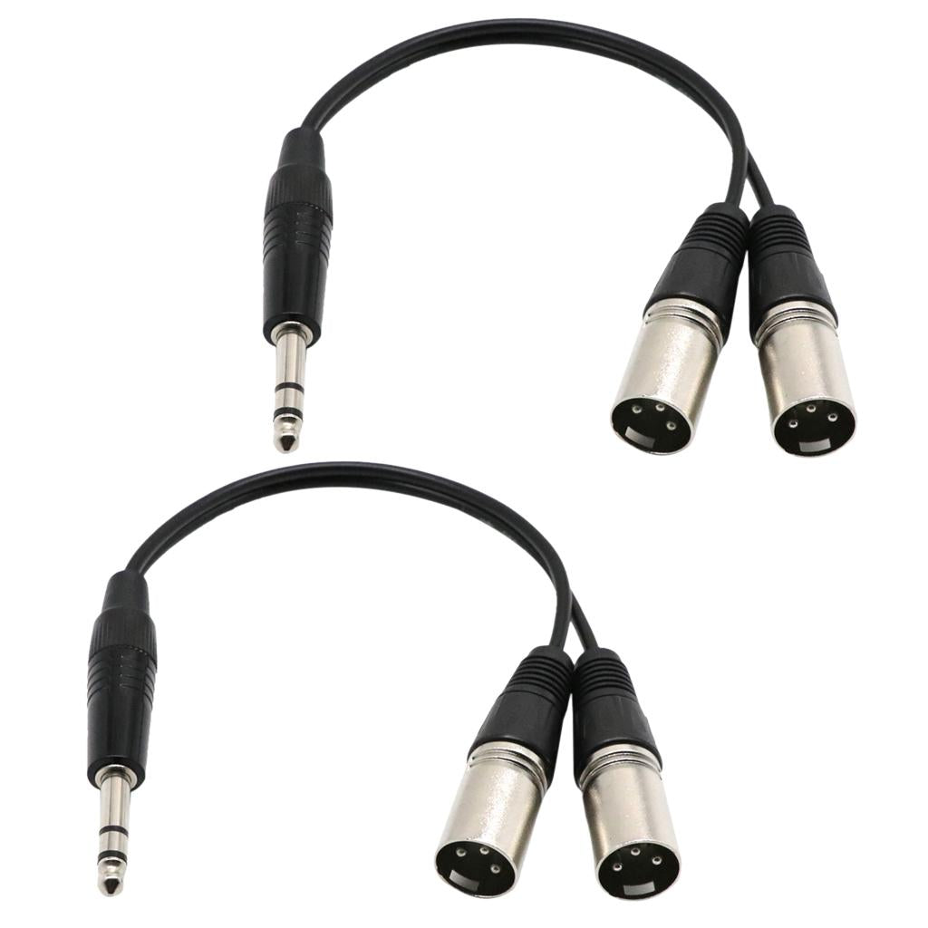 2 Piecces 6.35mm Stereo Male to Dual XLR Male Breakout Cable Splitter XLR