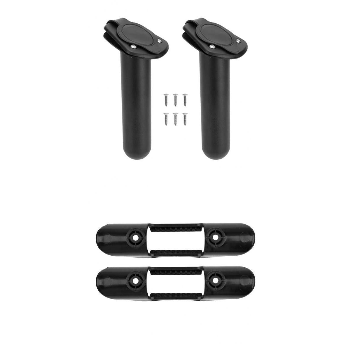 2 Piece Kayak Paddle Clip Holder and Flush Mount Fishing Rod Holder with Cap