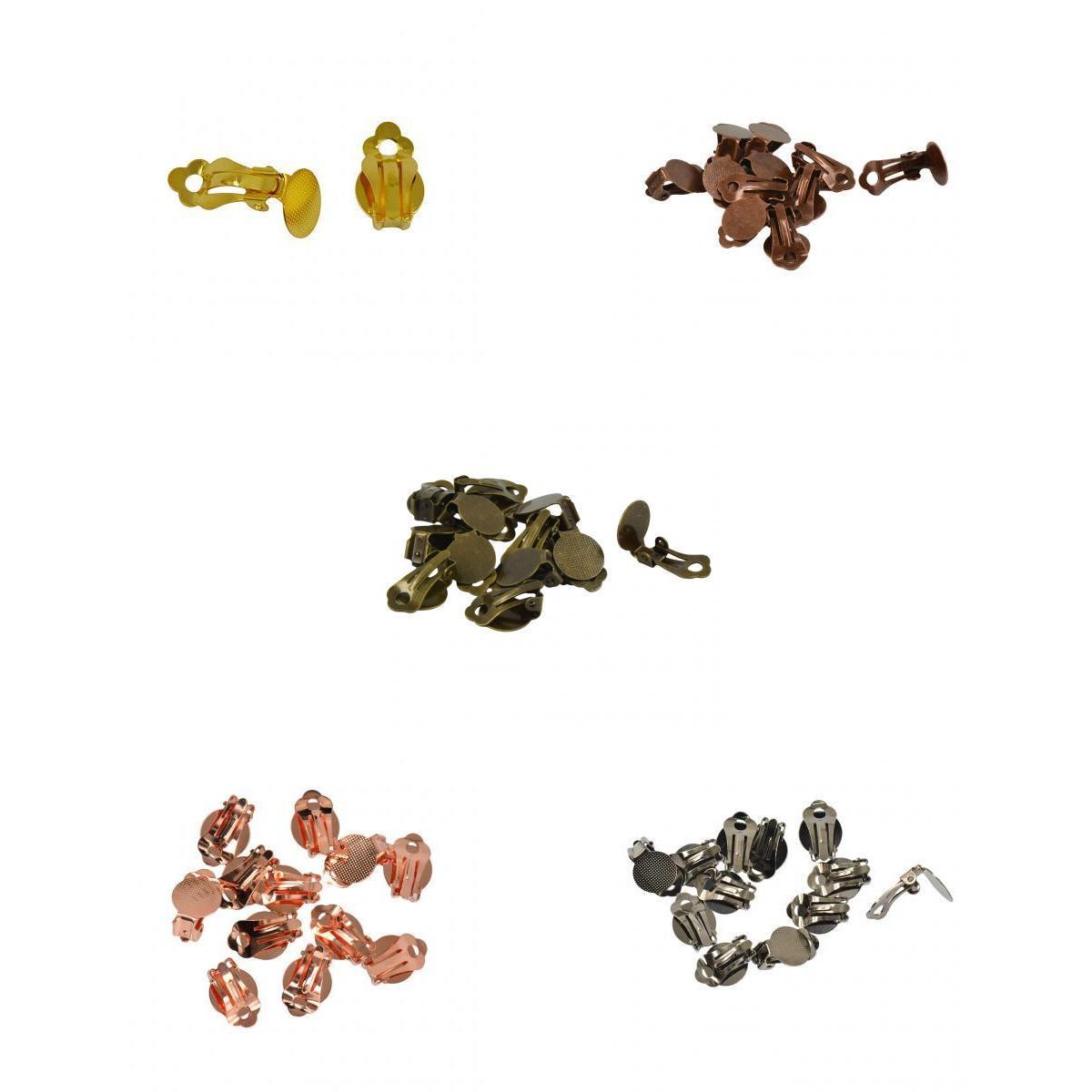 60 Pieces Brass Clip On Earring with Pad for Gluing Findings Jewelry Making