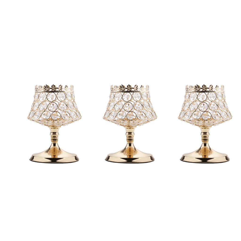 3 Pieces Crystal Votive Tealight Candle Holders Wedding Centerpieces