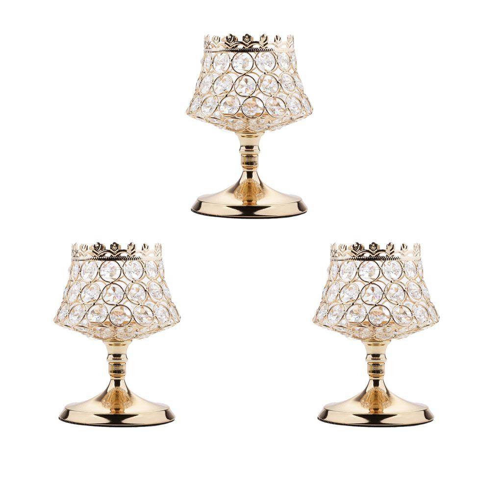 3 Pieces Crystal Votive Tealight Candle Holders Wedding Centerpieces