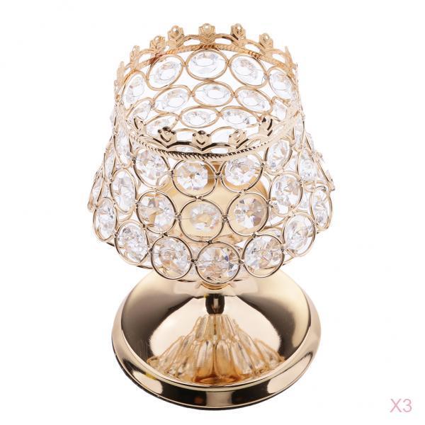3 Pieces Crystal Votive Tealight Candle Holders Wedding Centerpieces