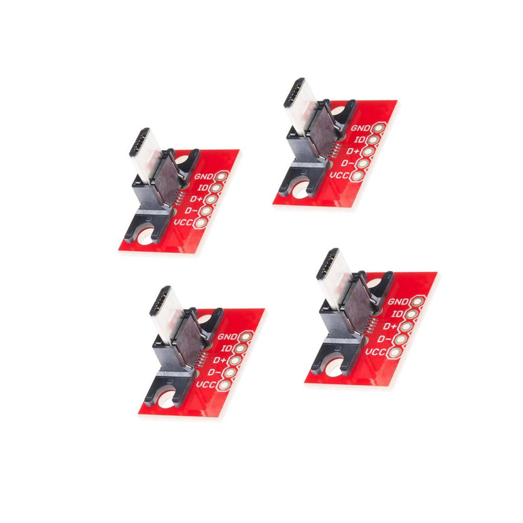 4 Piece USB Micro B Plug Breakout Module for Connector Adapter Board