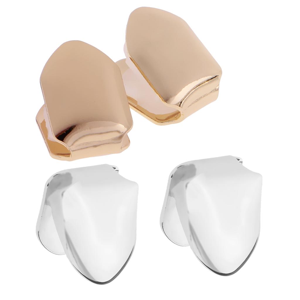 2 Pair Hip-Hop Copper Single Mouth Caps Custom Teeth Grill Bottom Grills Set