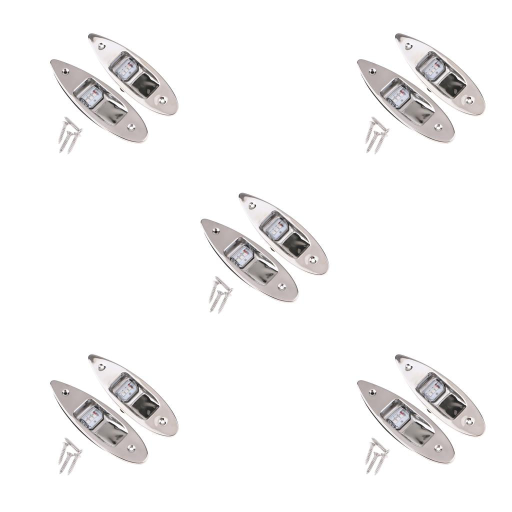 5 Pair Red&Green Marine Boat LED Side Navigation Light Flush Mount Side Lamp