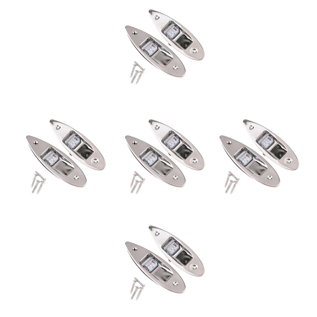 5 Pair Red&Green Marine Boat LED Side Navigation Light Flush Mount Side Lamp