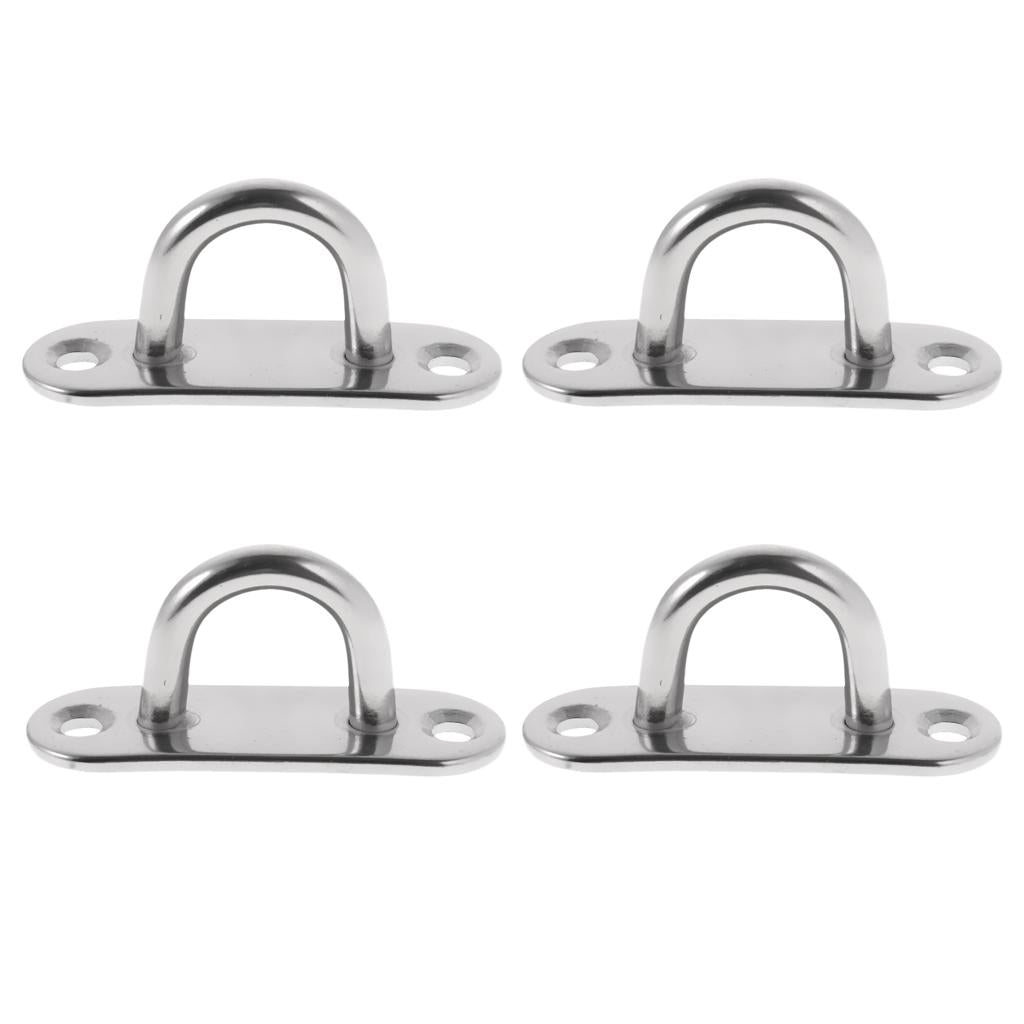 4 Pieces 8mm Oblong Pad Eye Stainless Steel Shade Sail Wall Plate Tie Down