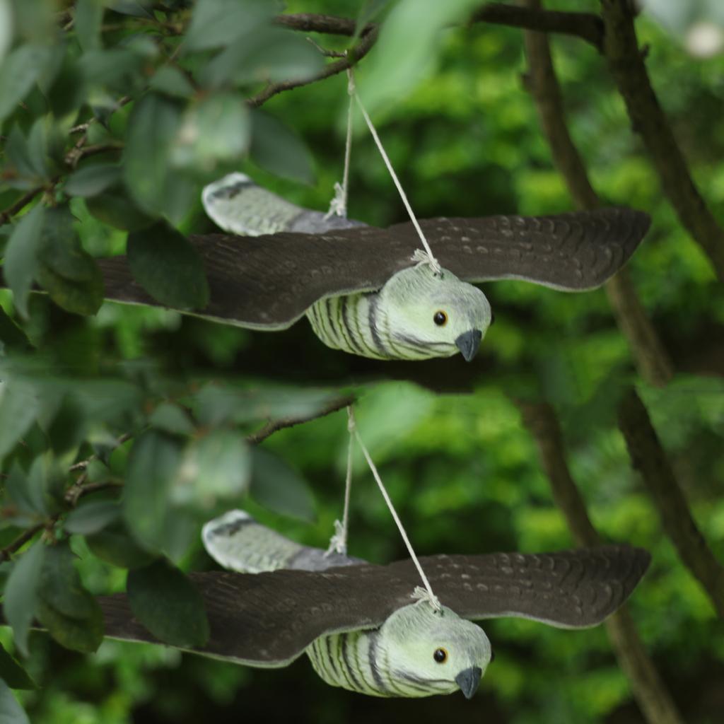 2 Realistic Flying Bird Hawk Decoy Pest Control Garden Yard Scarer Scarecrow