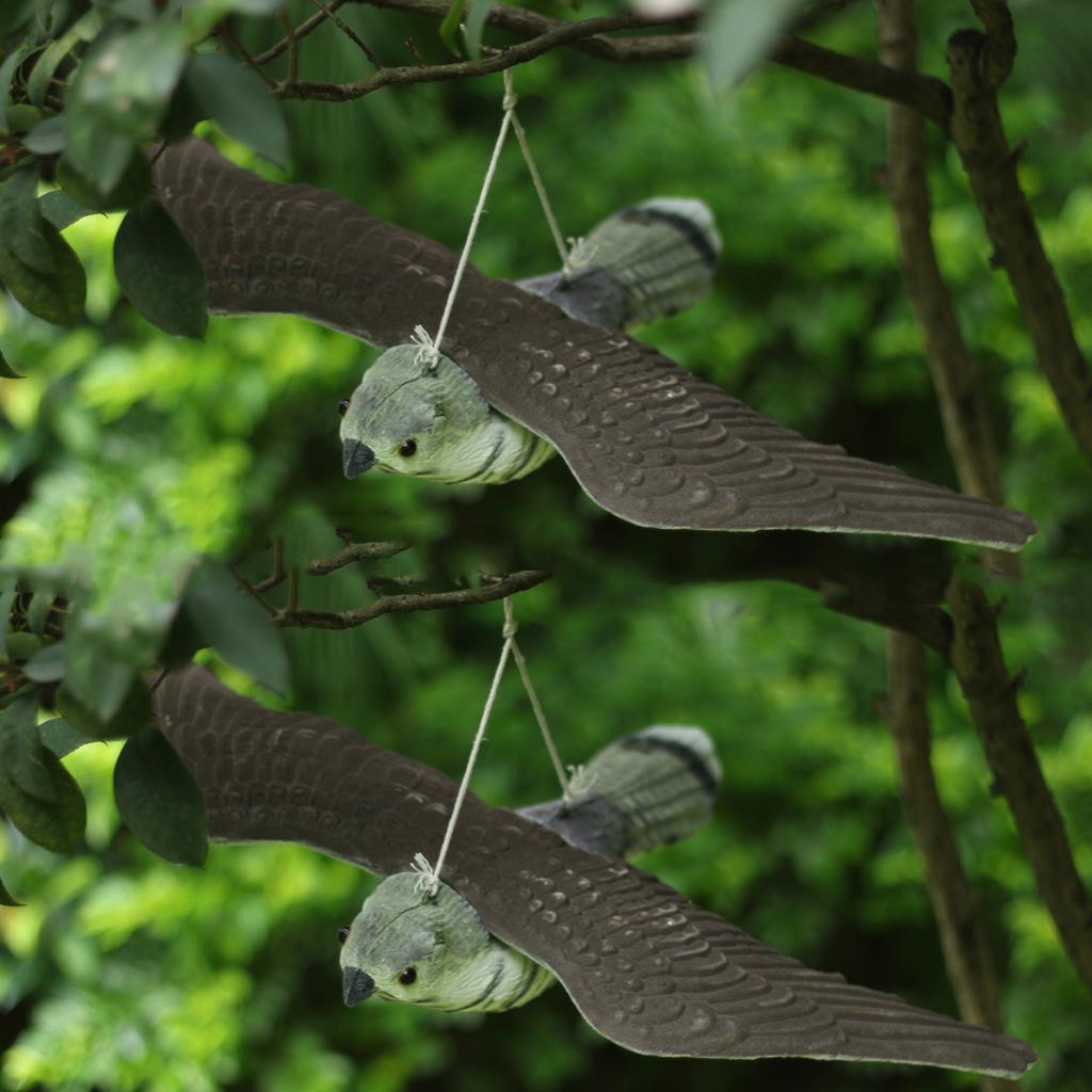 2 Realistic Flying Bird Hawk Decoy Pest Control Garden Yard Scarer Scarecrow
