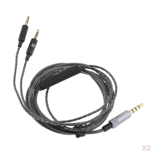 2 Pieces 3.5mm to 2.5mm Cable with Mic for Sol Republic Headphones Black