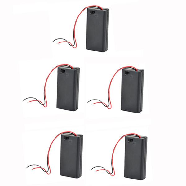 5Pcs 9V PP3 Enclosed Battery Holder Box ON/OFF Switch with Wires