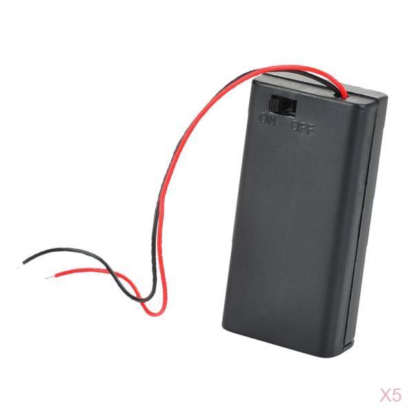 5Pcs 9V PP3 Enclosed Battery Holder Box ON/OFF Switch with Wires