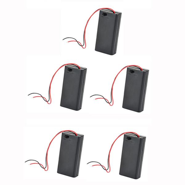 5Pcs 9V PP3 Enclosed Battery Holder Box ON/OFF Switch with Wires