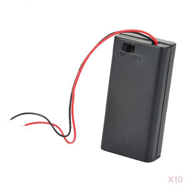 10Pcs 9V PP3 Enclosed Battery Holder Box ON/OFF Switch with Wires