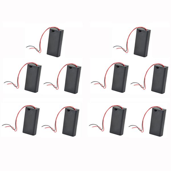 10Pcs 9V PP3 Enclosed Battery Holder Box ON/OFF Switch with Wires