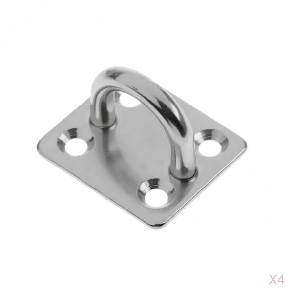 4pcs Heavy Duty 304 Stainless Steel Square Pad Eye Plate Shade Sailboat 8mm