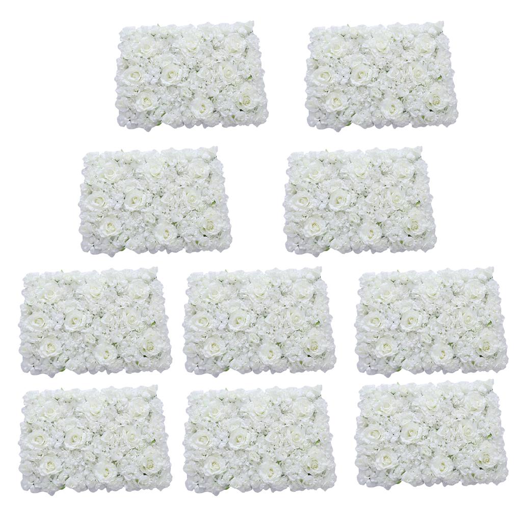 10 Pieces Artificial Flower Wall Panel Wedding Venue Flower Decor White
