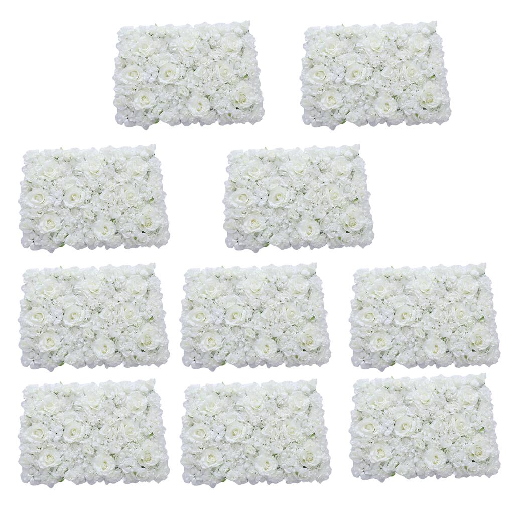10 Pieces Artificial Flower Wall Panel Wedding Venue Flower Decor White