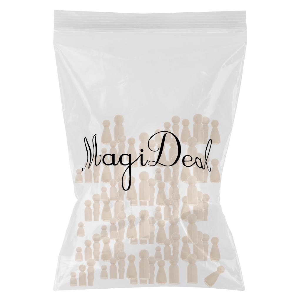 100x Wood Peg Doll Family Unfinished Blank Figurine DIY Craft Kids Toy Gift