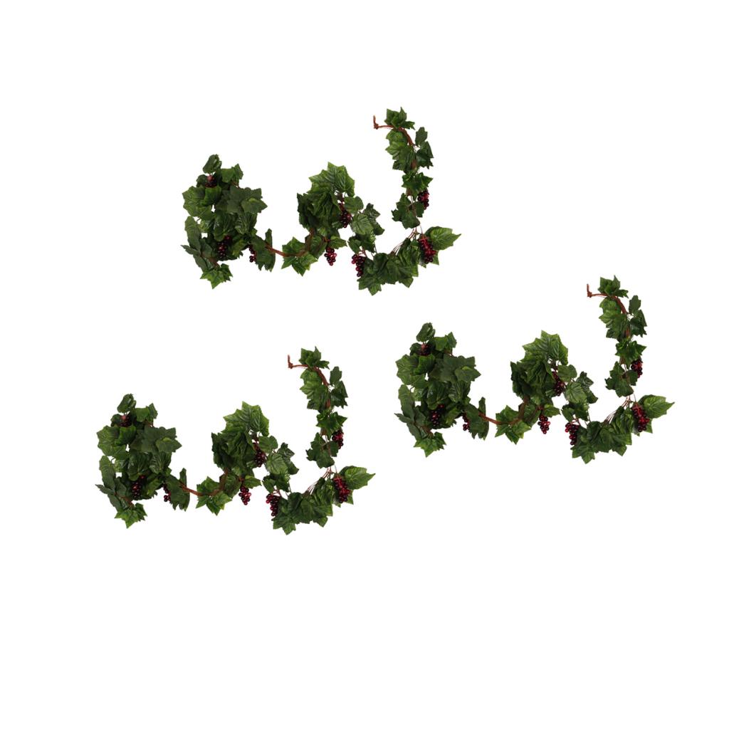 Artificial Plants Silk Grape Vine Fake Fruit Rattan with Plastic Grape Set