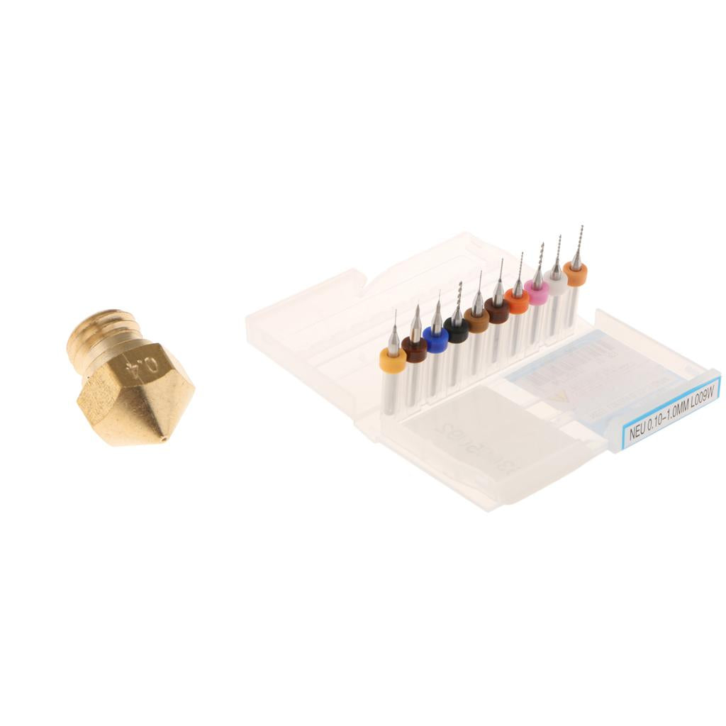 0.4mm Extruder Nozzle+10x Print Head Drill Bit Clean Kit for MK10 3D Printer