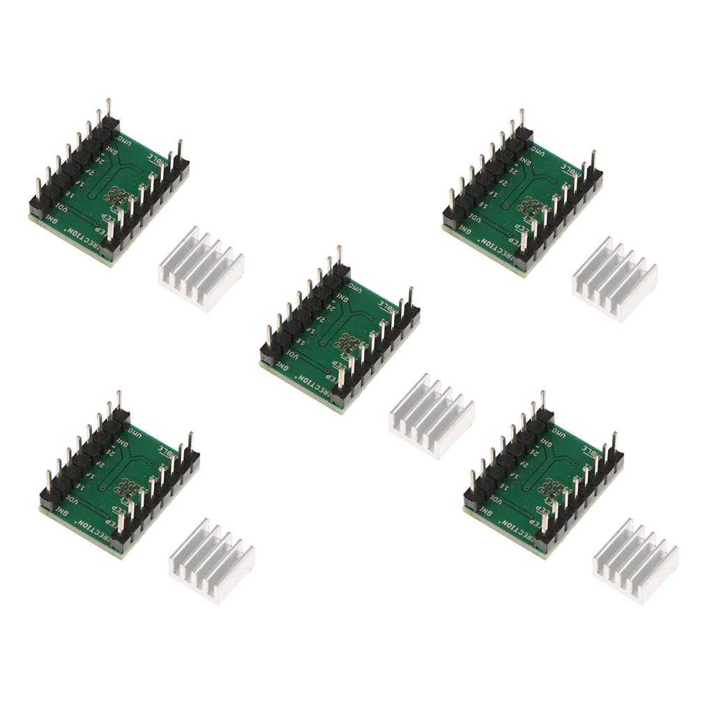 5 Pieces Stepper Motor Driver A4988 with Heat Sinks Mendel for 3D Printer