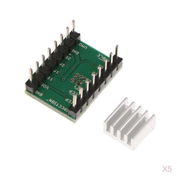 5 Pieces Stepper Motor Driver A4988 with Heat Sinks Mendel for 3D Printer