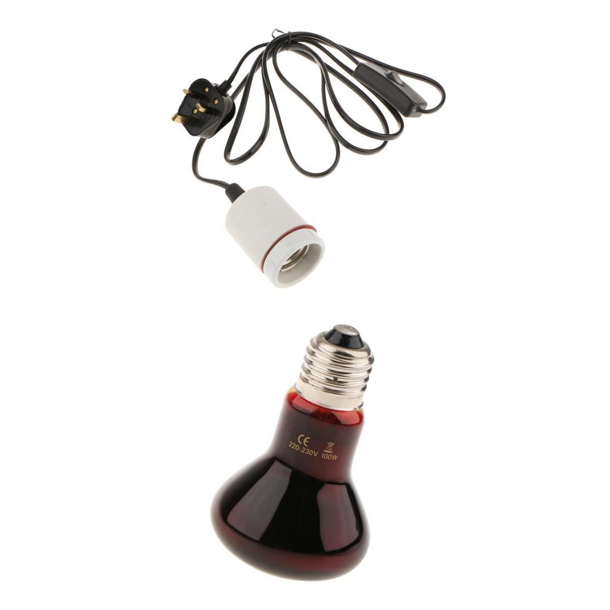 220V Reptile UVA Heat Light Bulb Night View E27 Heating Lamp-UK Plug 100W