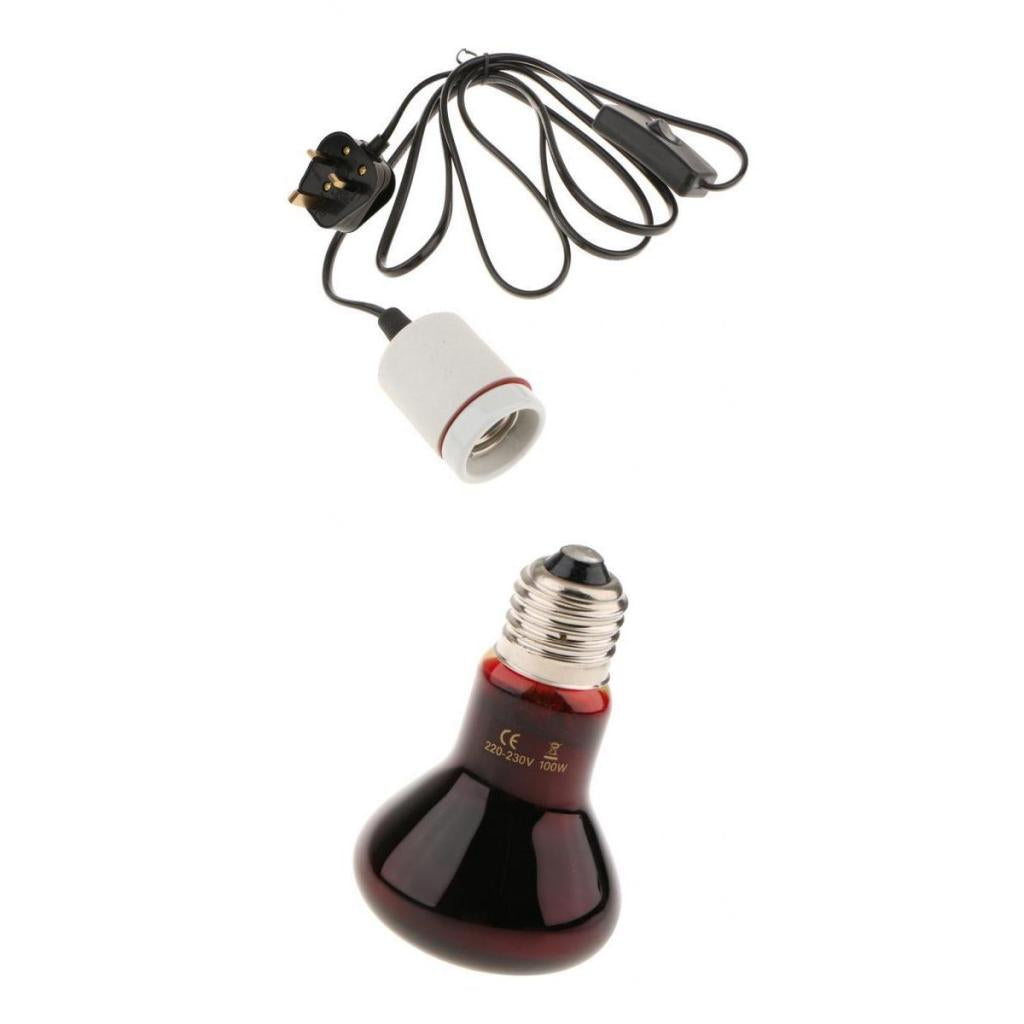 220V Reptile UVA Heat Light Bulb Night View E27 Heating Lamp-UK Plug 50W
