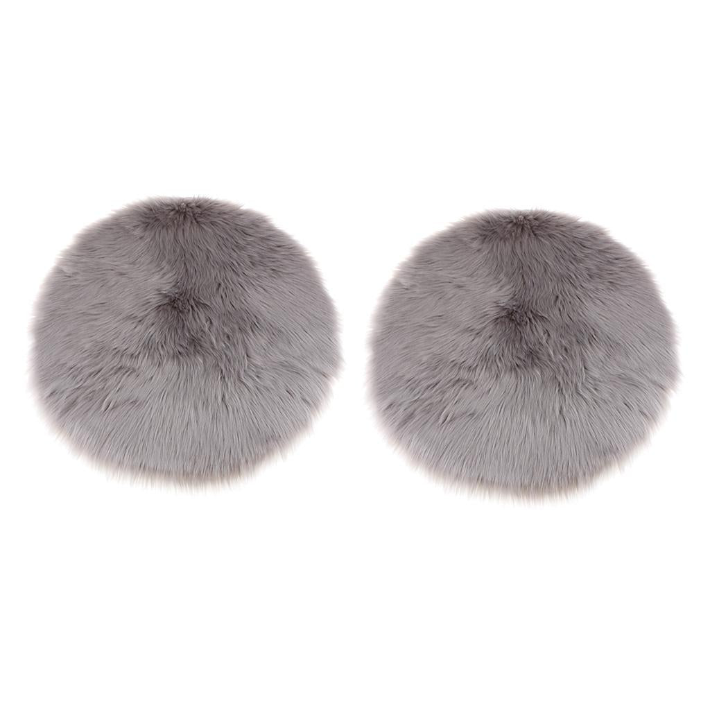 2pcs Artificial Sheepskin Rug Home Floor Carpet Seat Cushion Grey