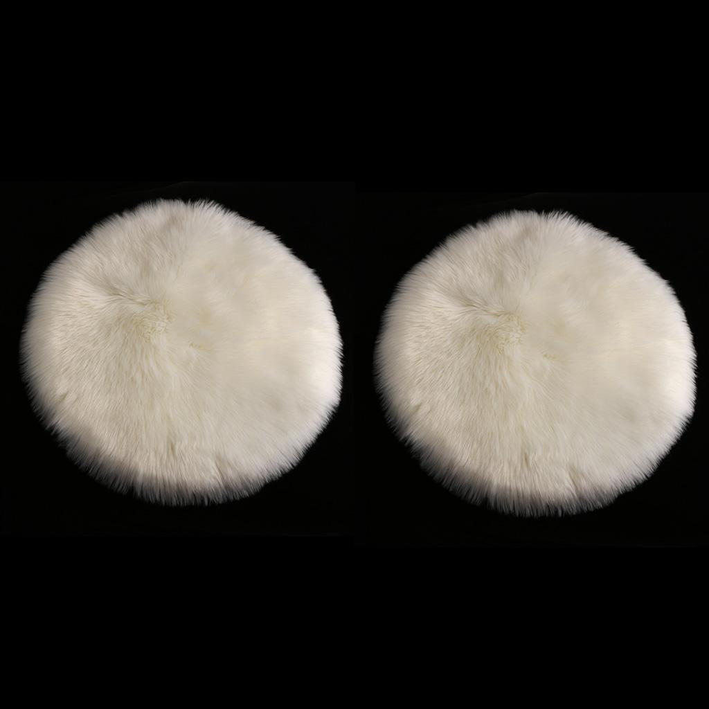2pcs Artificial Sheepskin Rug Home Floor Carpet Seat Cushion White