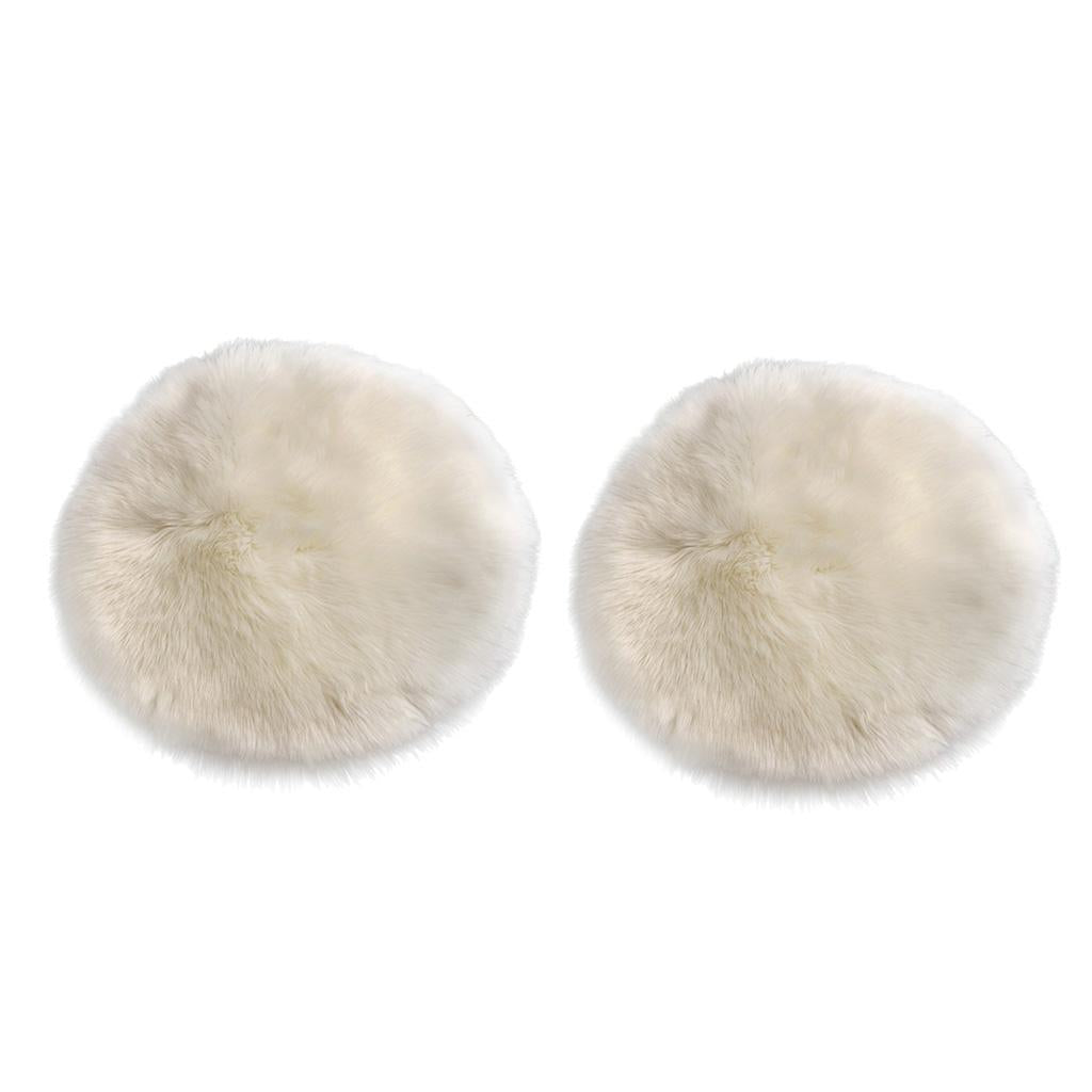 2pcs Artificial Sheepskin Rug Home Floor Carpet Seat Cushion White