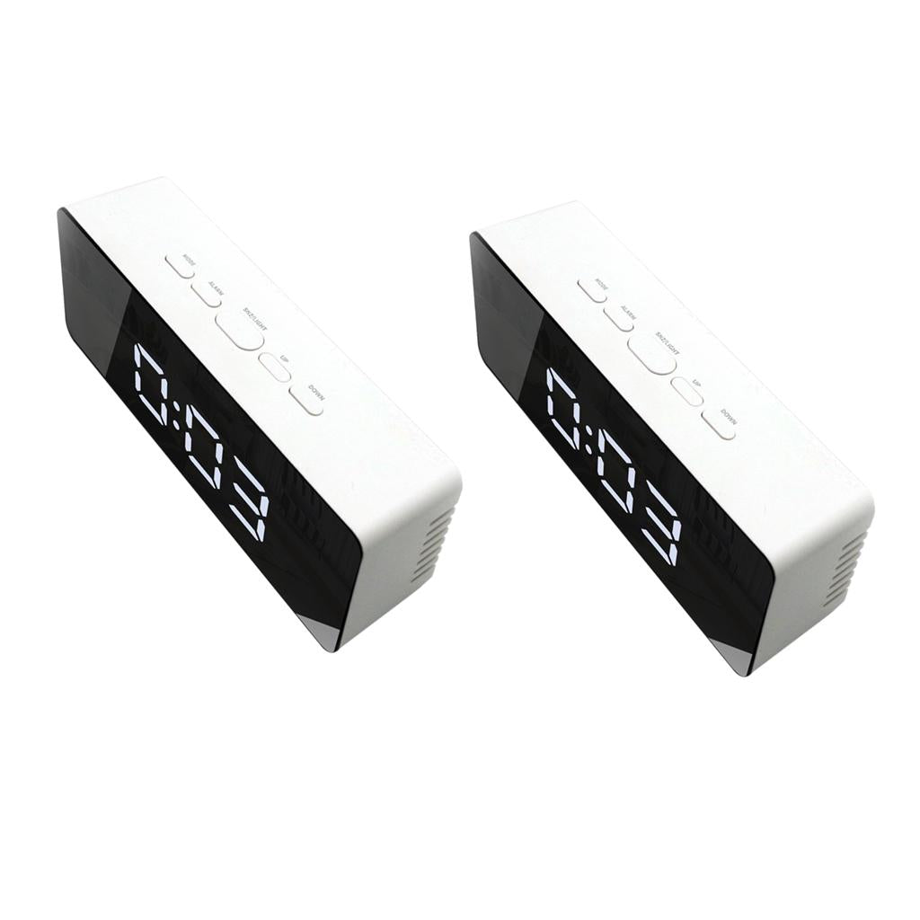2Pieces Mirror Alarm Clock PYRUS Night Light Digital Alarm Clock Rectangle