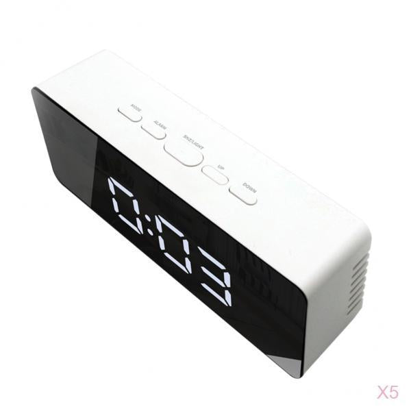 5Pieces Mirror Alarm Clock PYRUS Night Light Digital Alarm Clock Rectangle